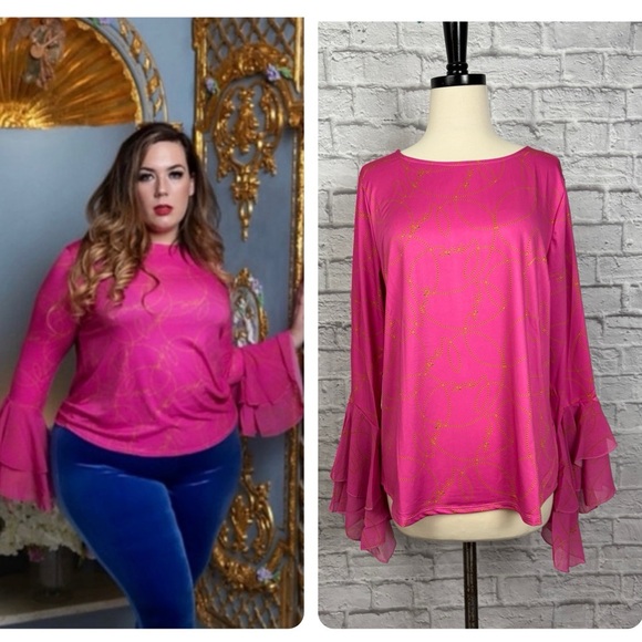 NWT Shavonne Dorsey pink bell sleeve top size S - Picture 1 of 7